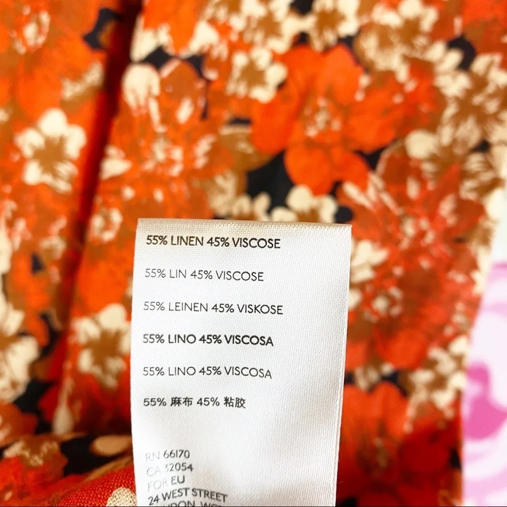 NEW Free People Orange Floral Pattern Play Linen Mini Dress L